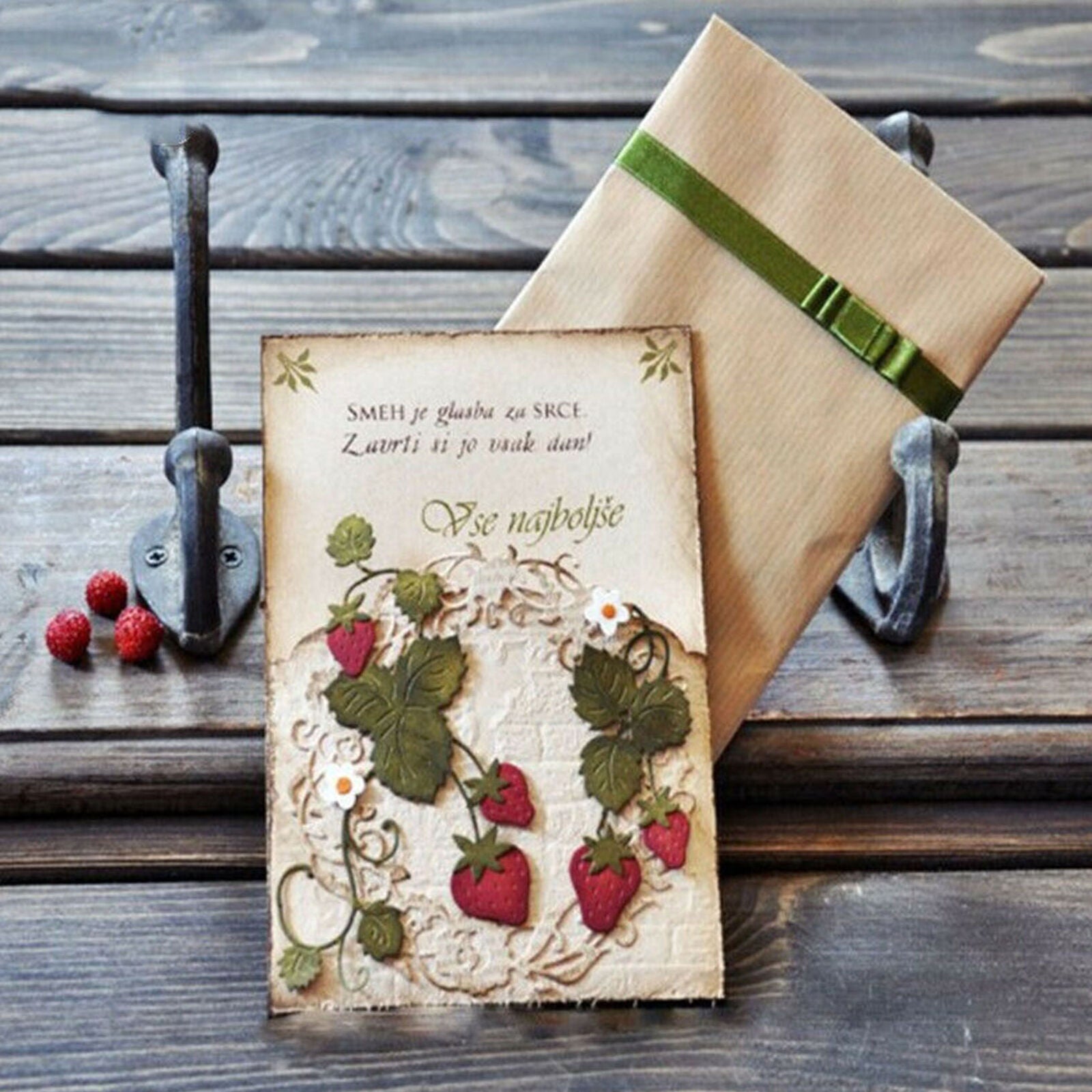 Stamping Template Strawberry Mould Vine Christmas Wedding Birthday Easter Card