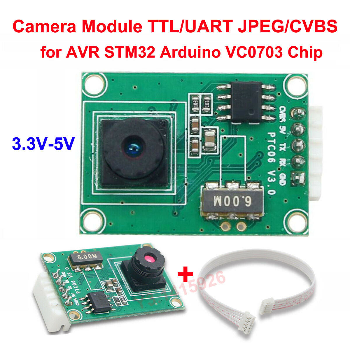 3.3V-5V Camera Module TTL/UART JPEG/CVBS for AVR STM32 Arduino VC0703 Chip