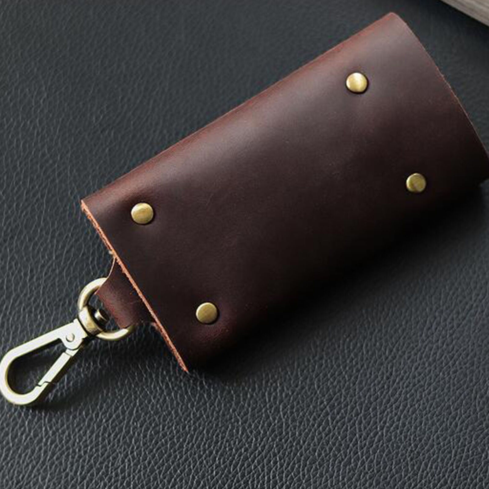 Leather Car Key Chain Ring Keys Holder Pouch Case Wallet