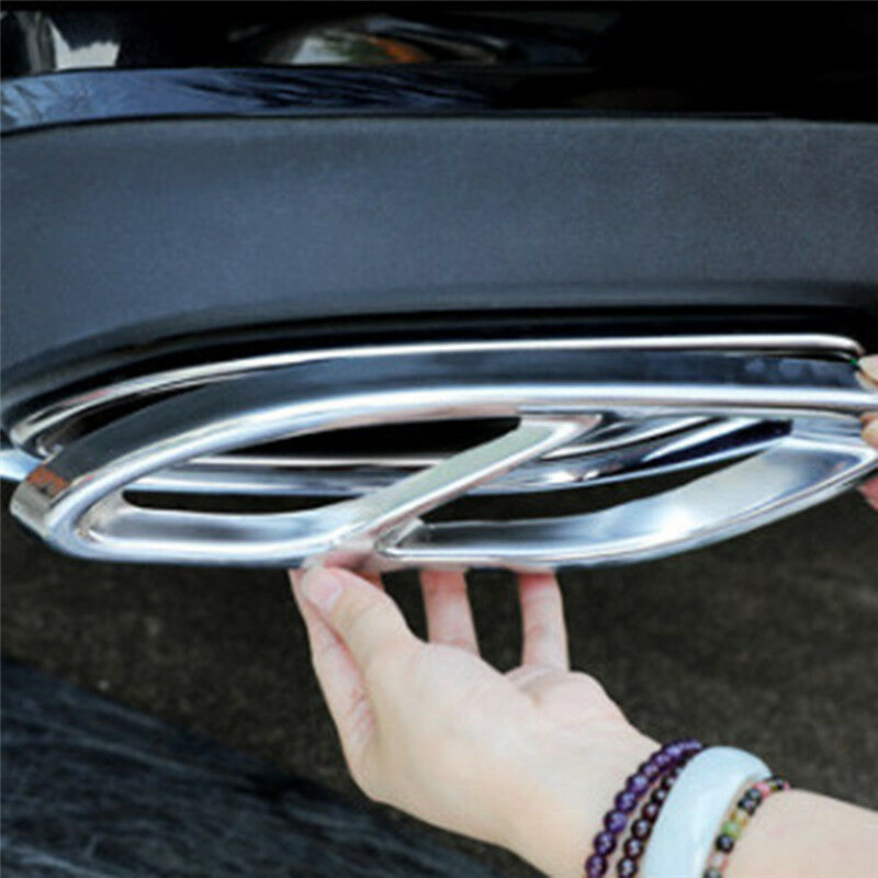 2*Car Exhaust Pipe Tail Cover Trim For Mercedes Benz ABCE Class CLA GLC GLSADD