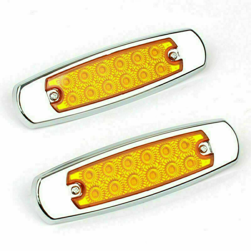 20X 12V 6.15" Side Clearance Marker 12 LED Amber Truck Trailer Camper Chrome