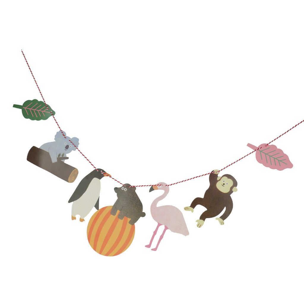 Zoo Animal Bunting Banner Kids Birthday Children's Day Party Hanging Decor