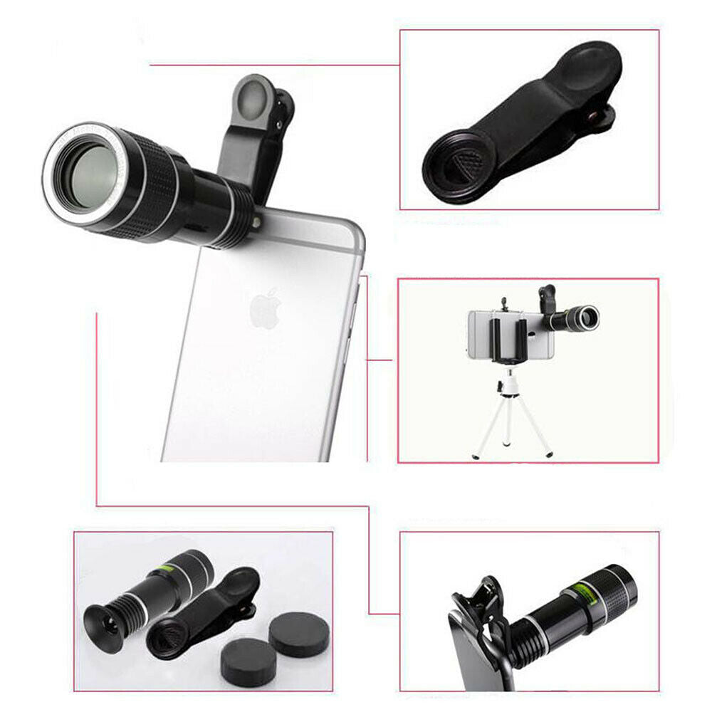 20x Zoom Lens Telescope Telephoto Clip on For Mobile Camera stand Phone F5V8