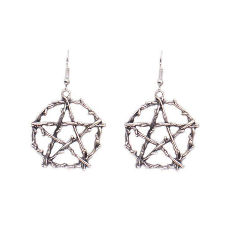 Gothic Pentagrams Earrings Pentagrams Zinc Alloy Pendant Goth Gift for Women