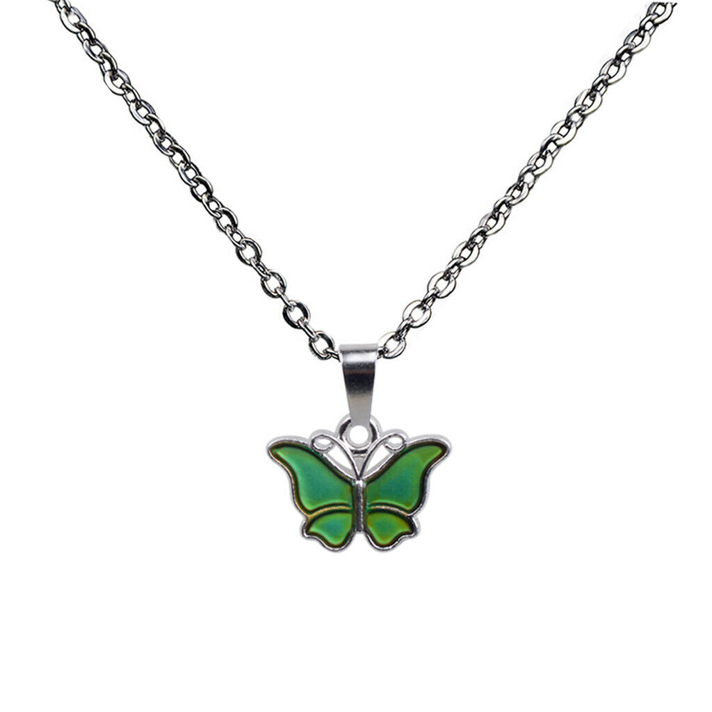 2 Pieces Butterfly Pendant Color Change Emotion Mood Pendant Necklace