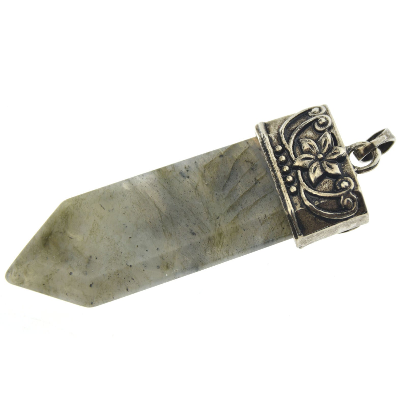 Labradorite Stone Prism Magic Wand Energy Reiki Healing Amulet Pendant bead