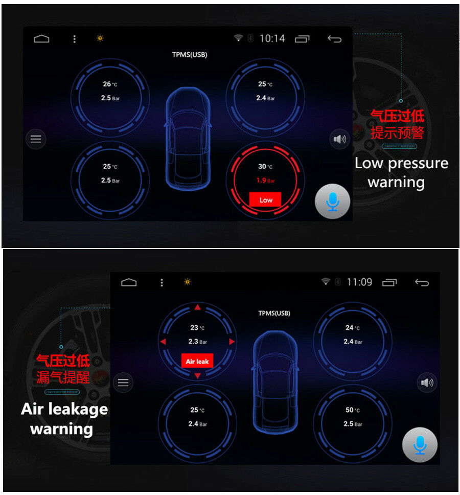 Newest TPMS Car Tire Pressure Alarm System With 4 Sensors For Android DVD Player