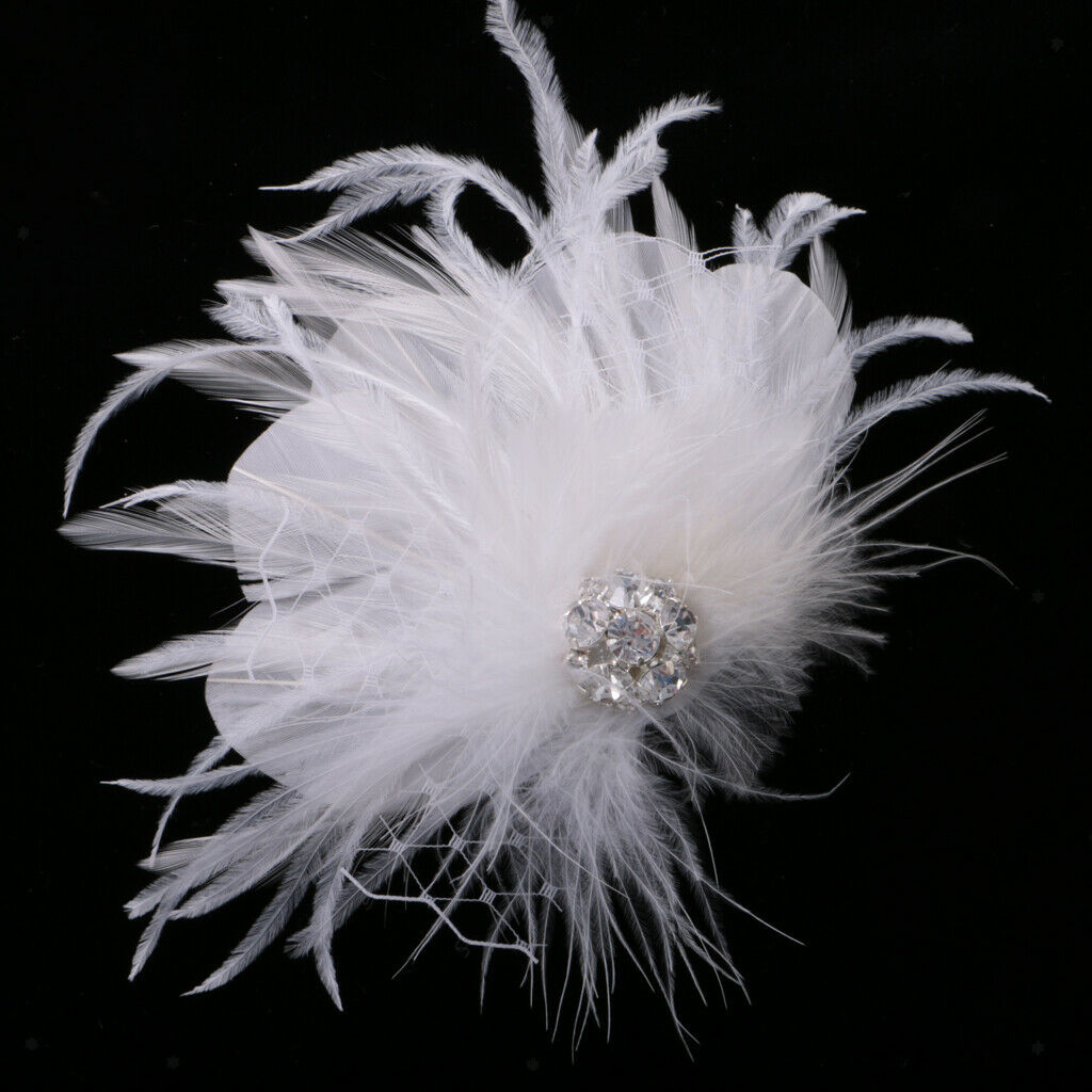 Wedding Party Women Lady Feather Hair Clip Brooch Fascinator Headpieces
