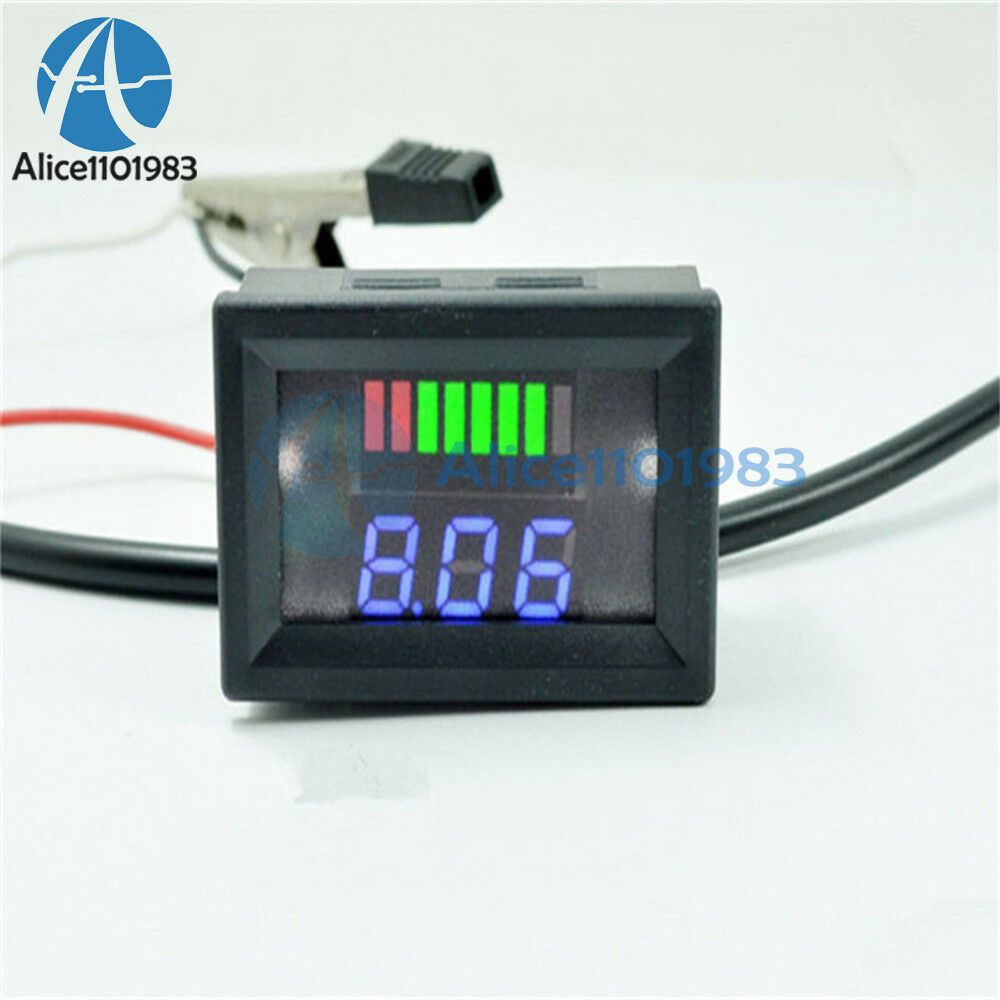 Blue Charge Level Indicator Voltmeter Stable for 12V Lead-acid Battery