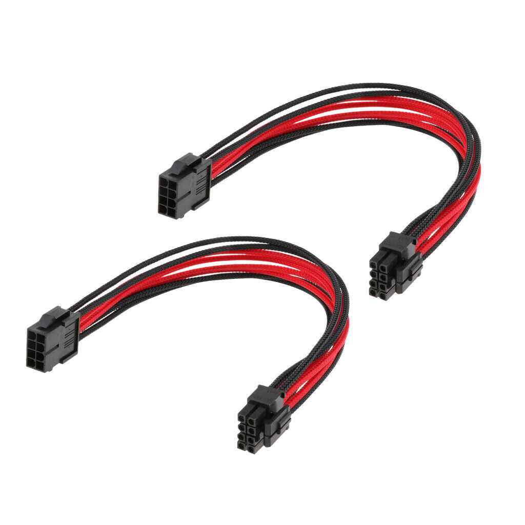 2 Pieces 30cm 8-Pin Male to Female ATX CPU PSU Power Supply Extension Cable