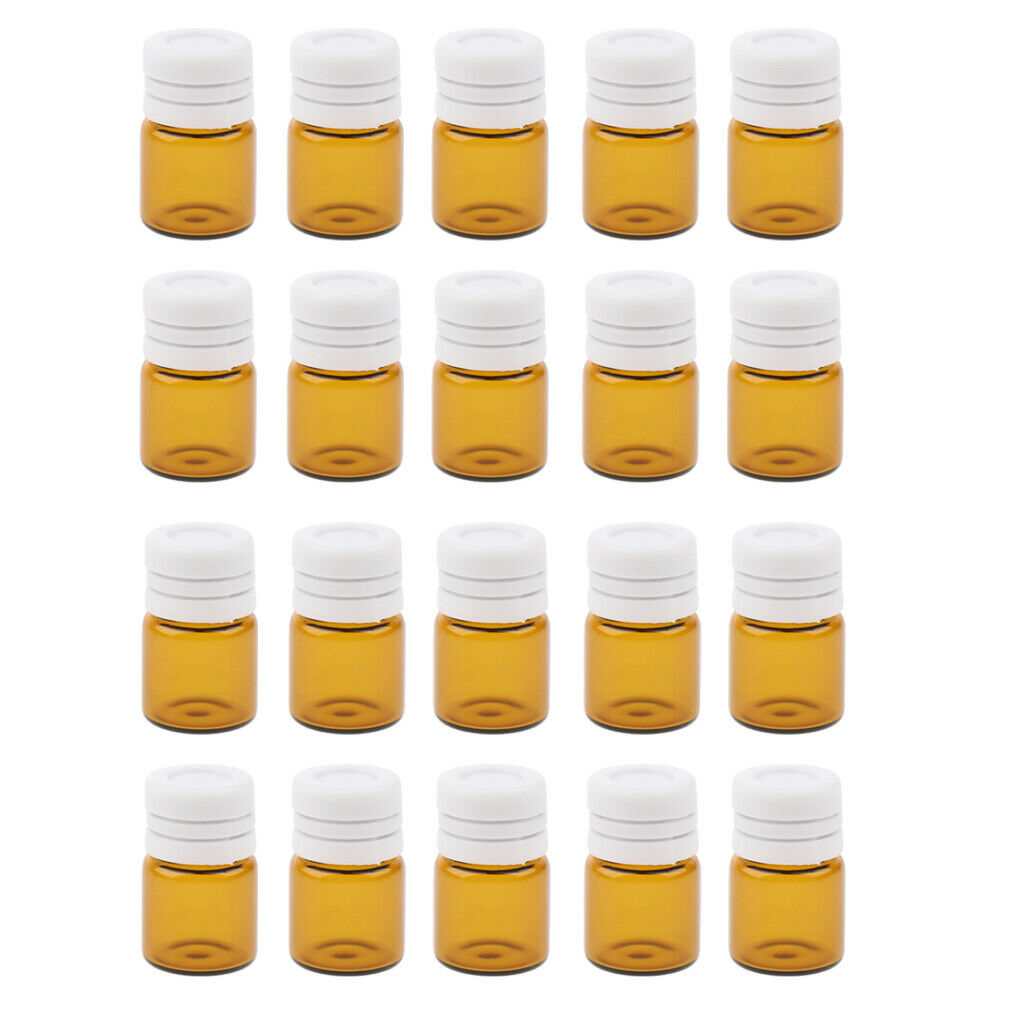 40 PCS Mini Amber Glass Vial Essential Oil Sample Bottles Containter 2ml/1ml