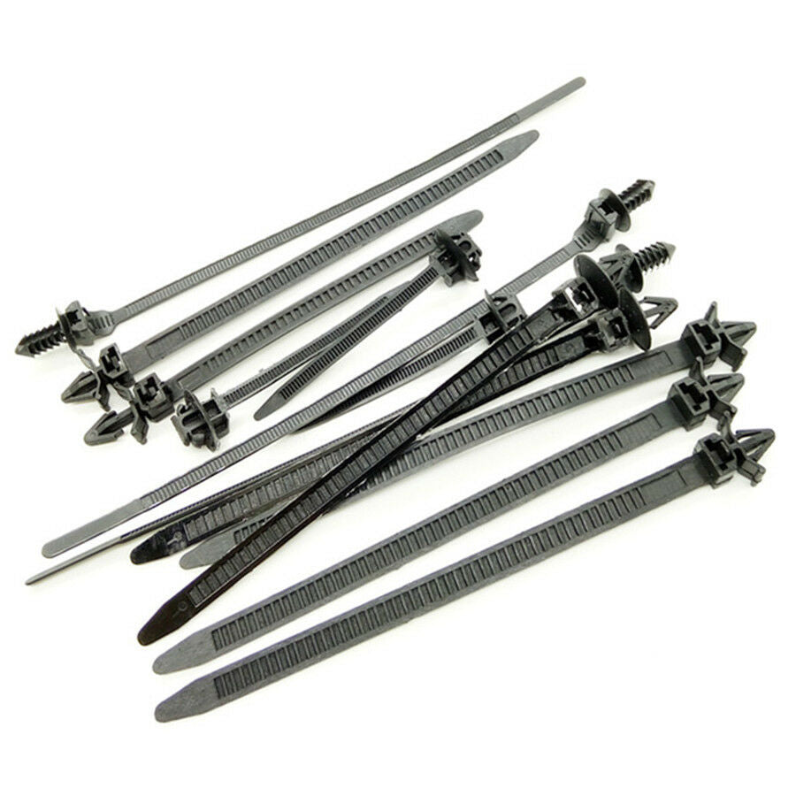 100Pcs Mix Car Cable Line Fixed Fastener Strap Nylon Bundled Wire Band Tie Wrap