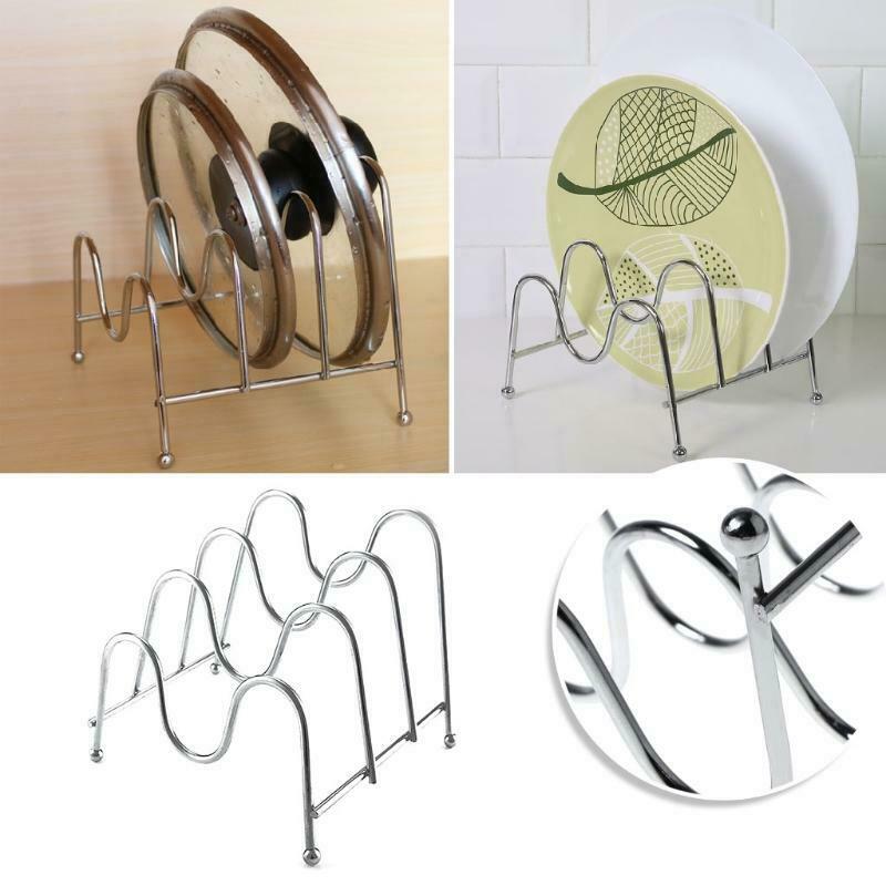 Three-Layer Metal Pot Lid Rack Cutting Board Shelf Dish Holder Kitchen Organizer