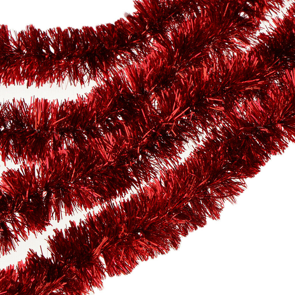 2 Pieces Christmas Tinsel Garland Thick Shiny Decorations for Xmas