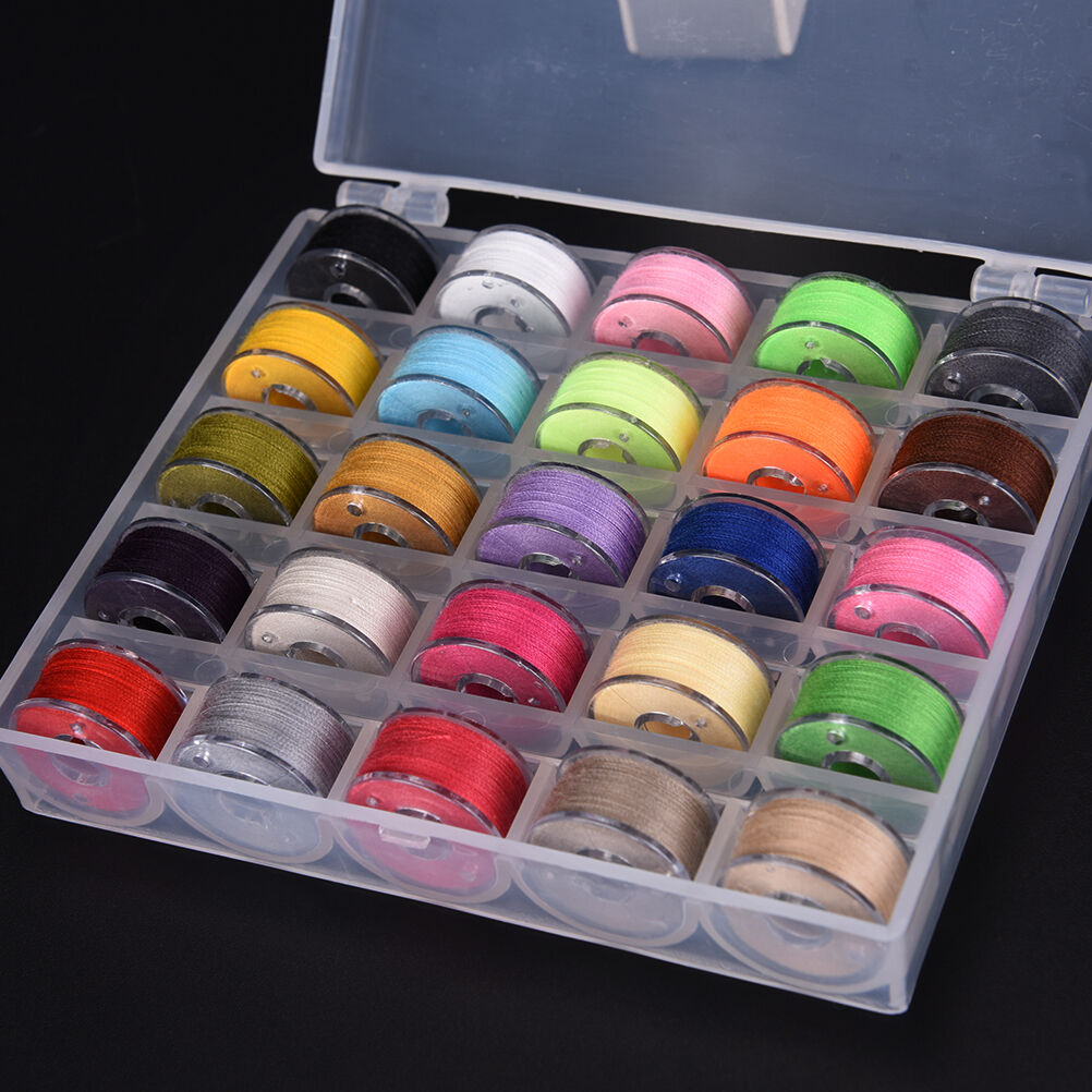 25x Bobbins Sewing Machine Spools  Case With Sewing thread for Sewing Machine-BD