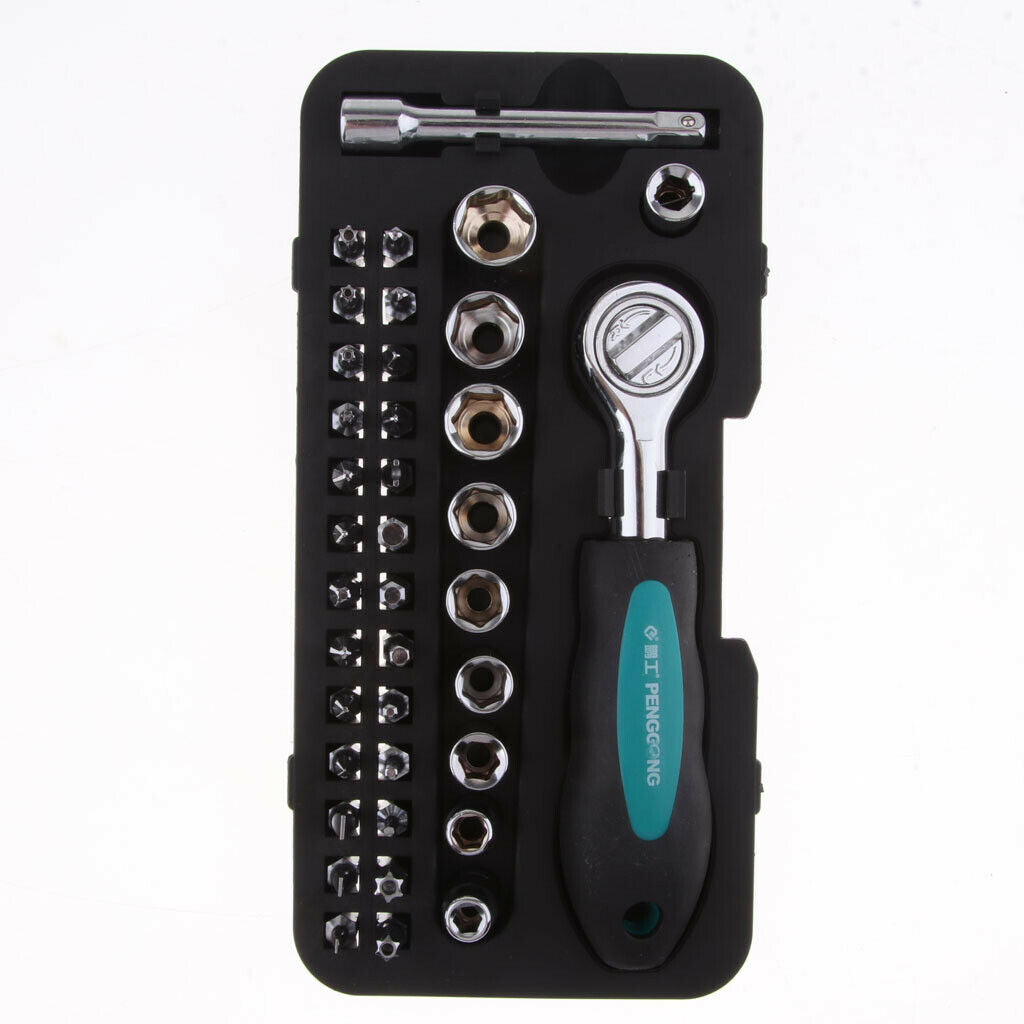 38Pcs Multi High Precision Ratcheting Wrench Set and Bits Repair Tool Kit