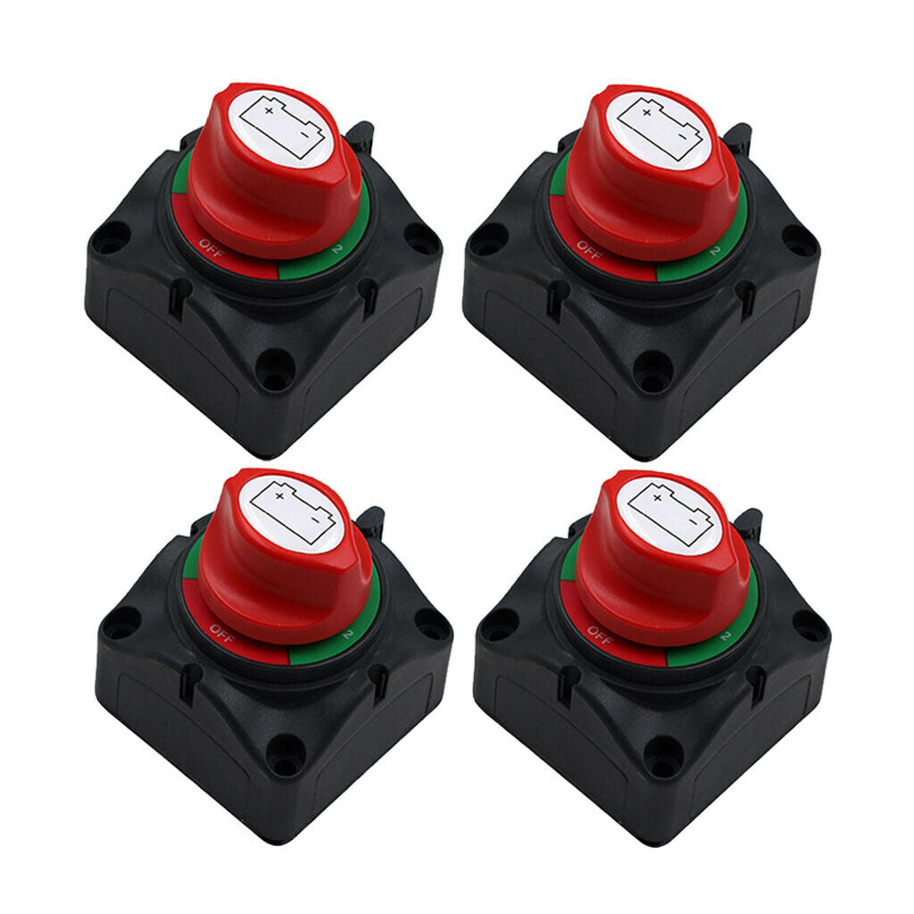 4pcs Dual Battery Selector Disconnect Switch for Marine Boat Vehicle 3 Speed
