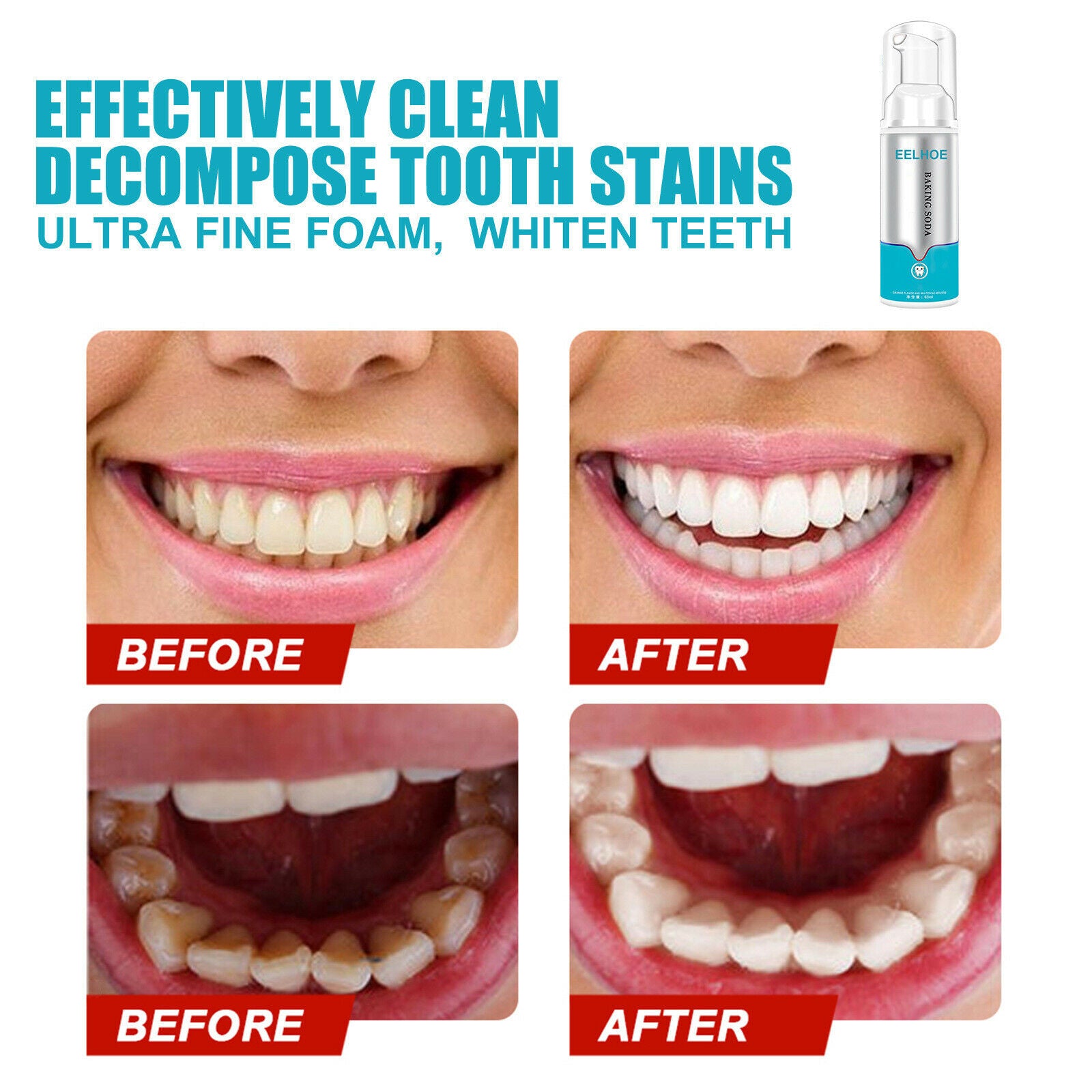 Toothpaste Teeth Whitening Foam 60ml Mouth Wash Freshen Breath