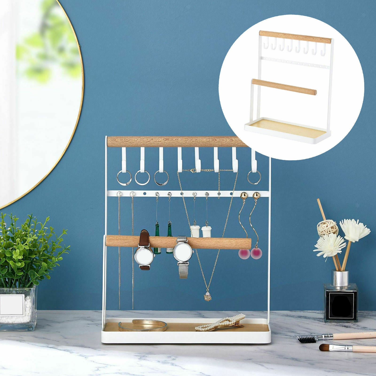 Jewelry Display Rack Props Iron Hooks Tray Holder for Earring Hairclip Store