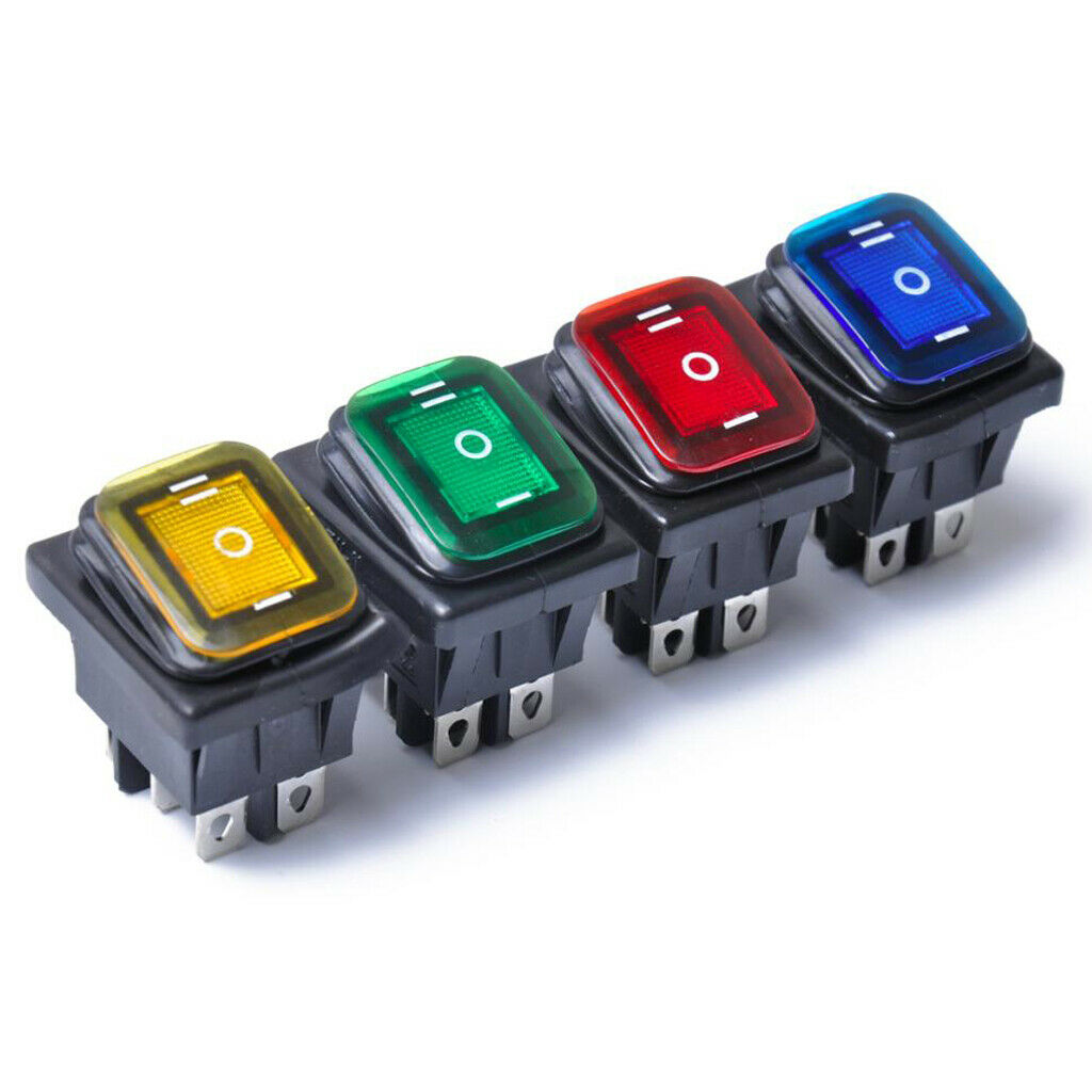 4pcs 6 Pin Rocker Push Button Switch for Lights Automotive Boat RV