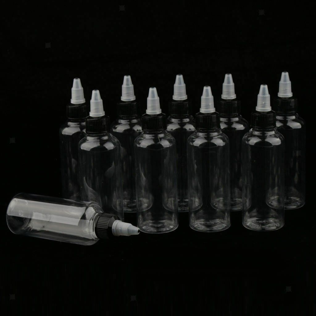 40x Empty Clear Arts Bottles Applicator Containers for Ink Glue Dressings