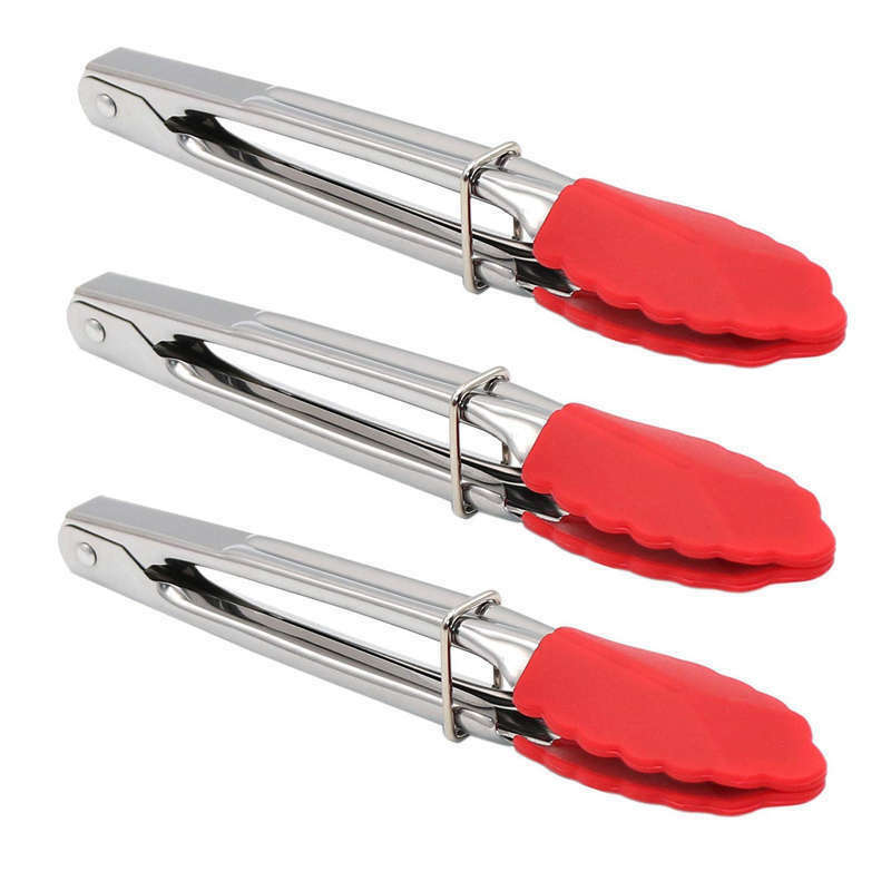 Small Tongs With Silicone Tips 7 Inch Kitchen Tongs – Set Of 3 - Perfect For SQ6
