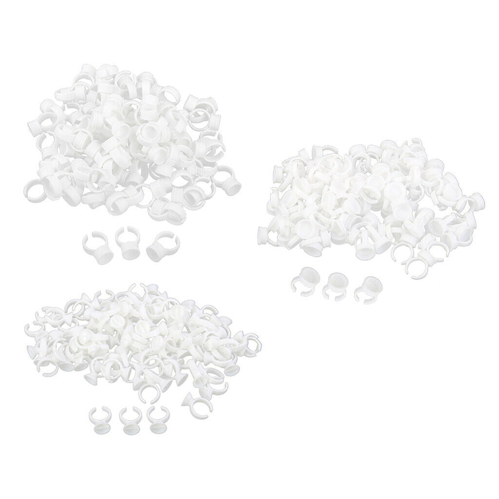 300 Pack Plastic Eyelash Extension Tattoo Permanent Makeup Ink Holder Rings