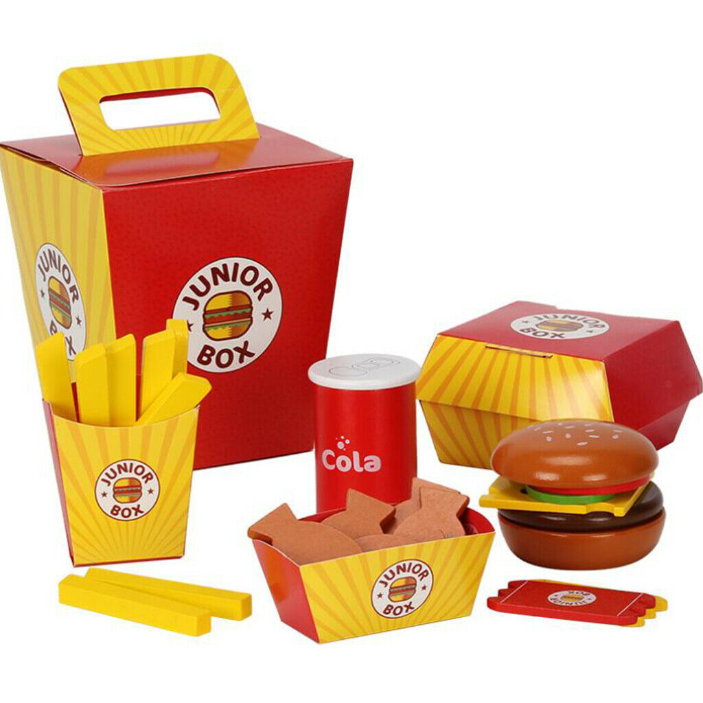 26-Pieces Wooden Fast Food Dinner Set - Burger,