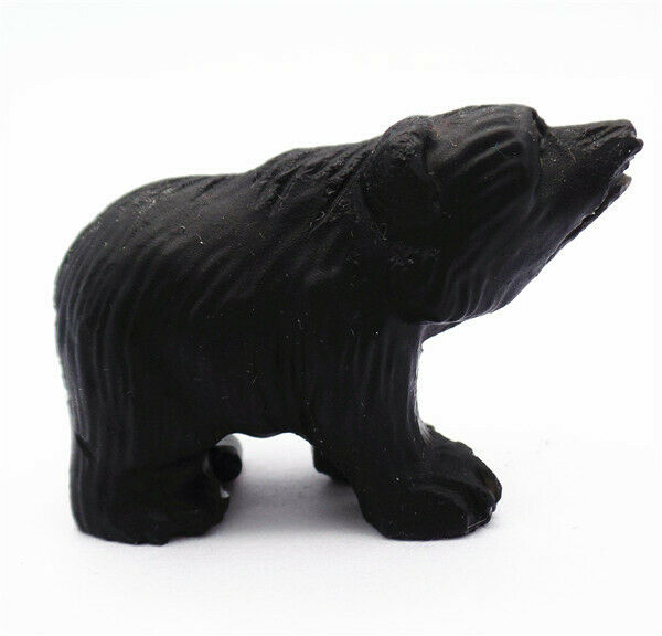 51x34x19mm Black Obsidian Carved Bear Decoration Statue Home Decor Gift HH7741