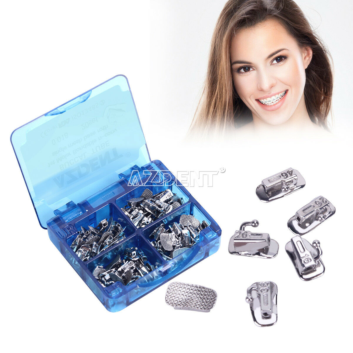 10 X AZDENT Dental Othodontics Buccal Tubes 1st Molar Roth 018 Bonding Non-Conv