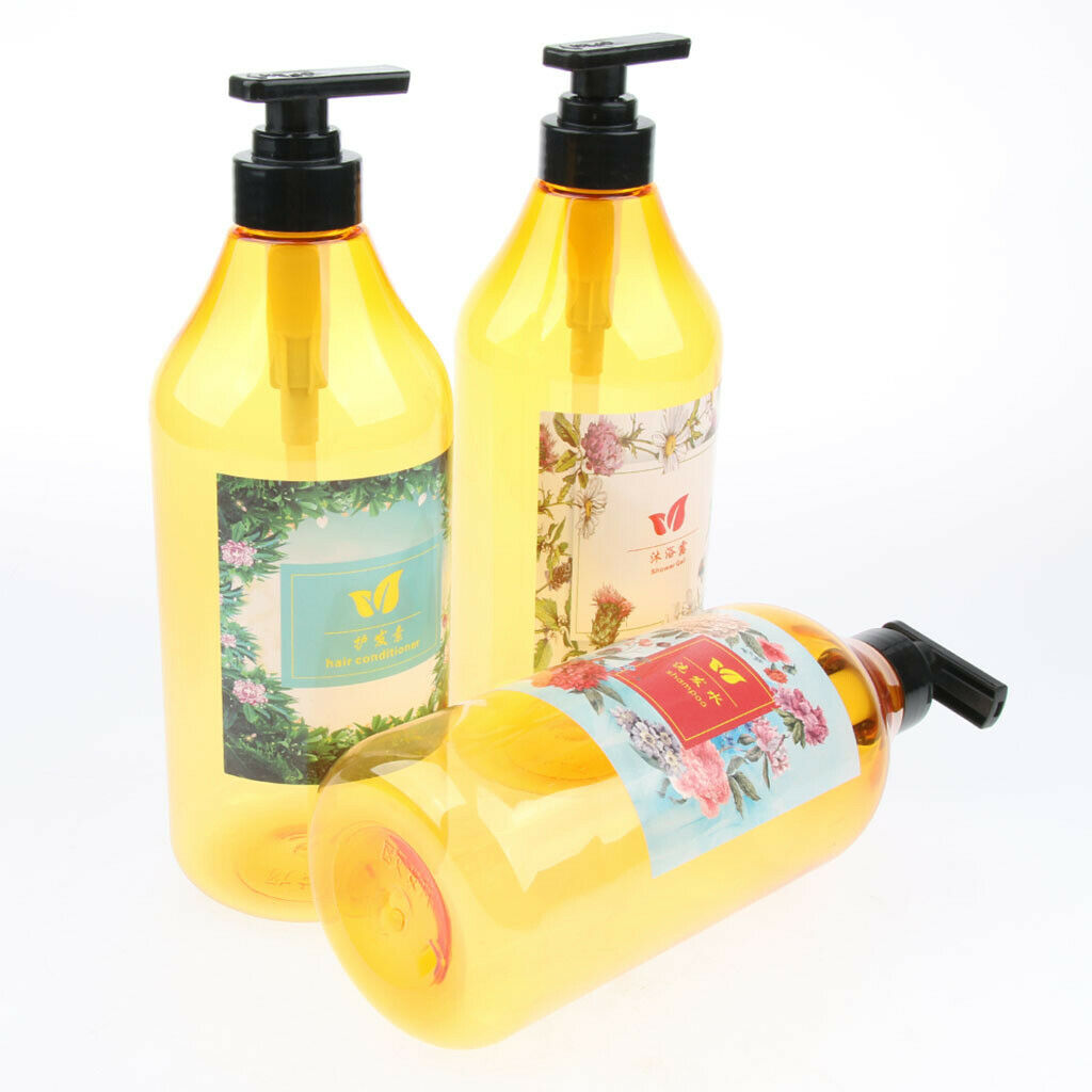 3x travel bottle, cosmetic container 1000 ml for lotion, shower gel, empty
