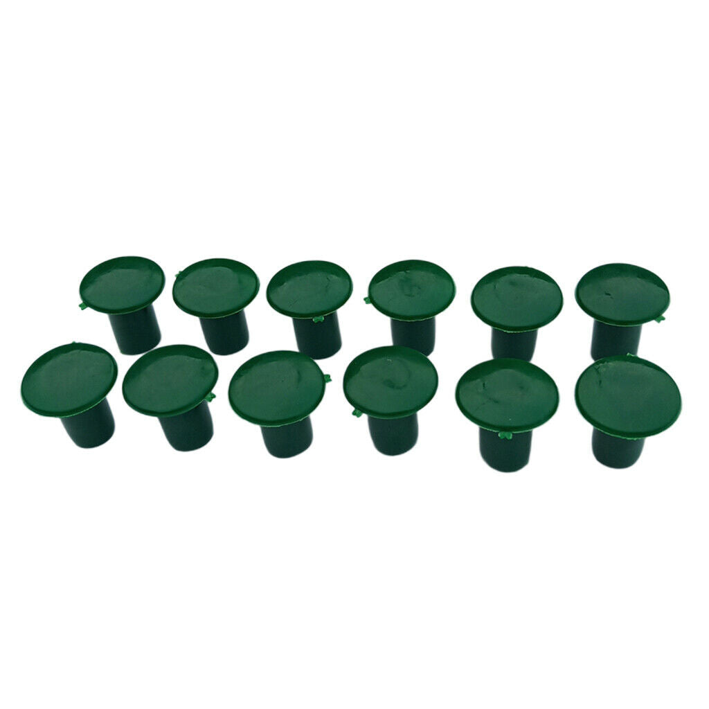 12x Green Plastic Cane End Caps Garden Cane Caps Bamboo Protectors 3cm