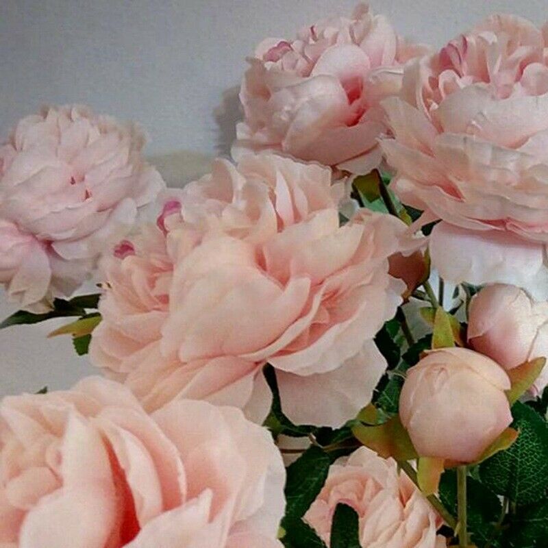 3 Heads Artificial Flowers Peony Bouquet Silk Flowers Bridal Bouquet Fall ViviO4