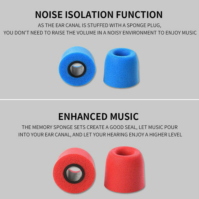 10x 4.9mm Memory Foam Ear Tips Cover Noise Cancellation Earbuds Earplug Eartip