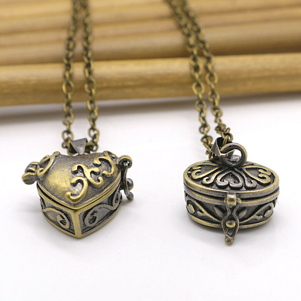 2pcs Brass Cremation Jewelry Ashes Urn Memorial Box Pendant with 50cm Chain