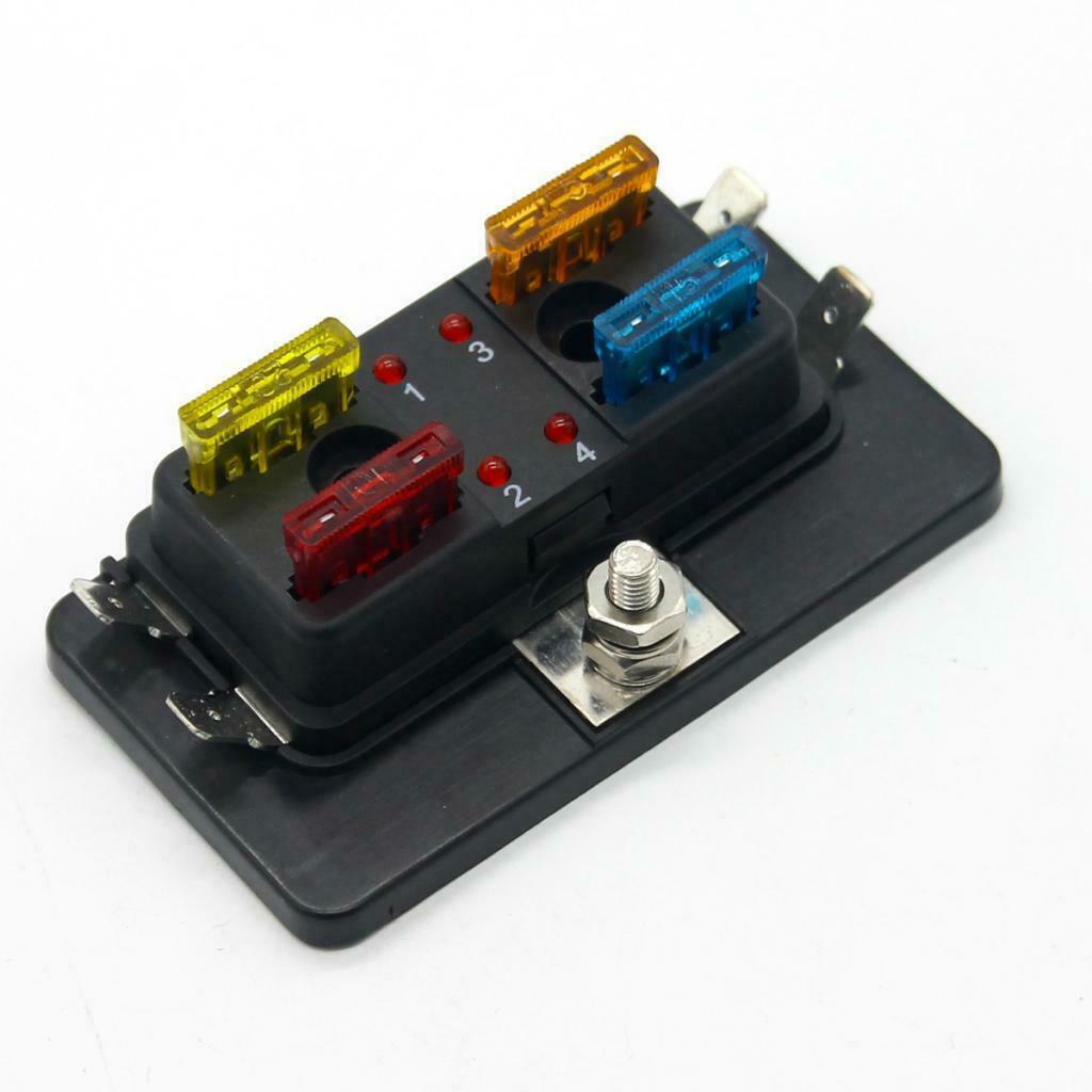 Car Boat Trailer Vehicle 4 Way Circuit ATC/ATO  Fuse Box Block Holder