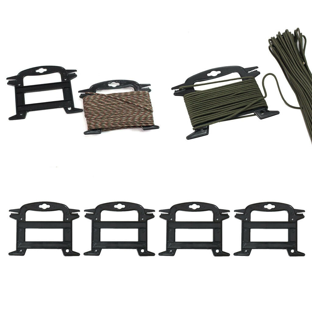 4x Sturdy Rope Winder Paracord Cord Holder Outdoor Black Hunting Backyard