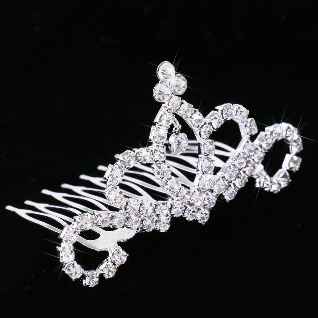 2 Pieces Bridal Crystal Crown Tiara Hair Comb Accessories for Wedding Party