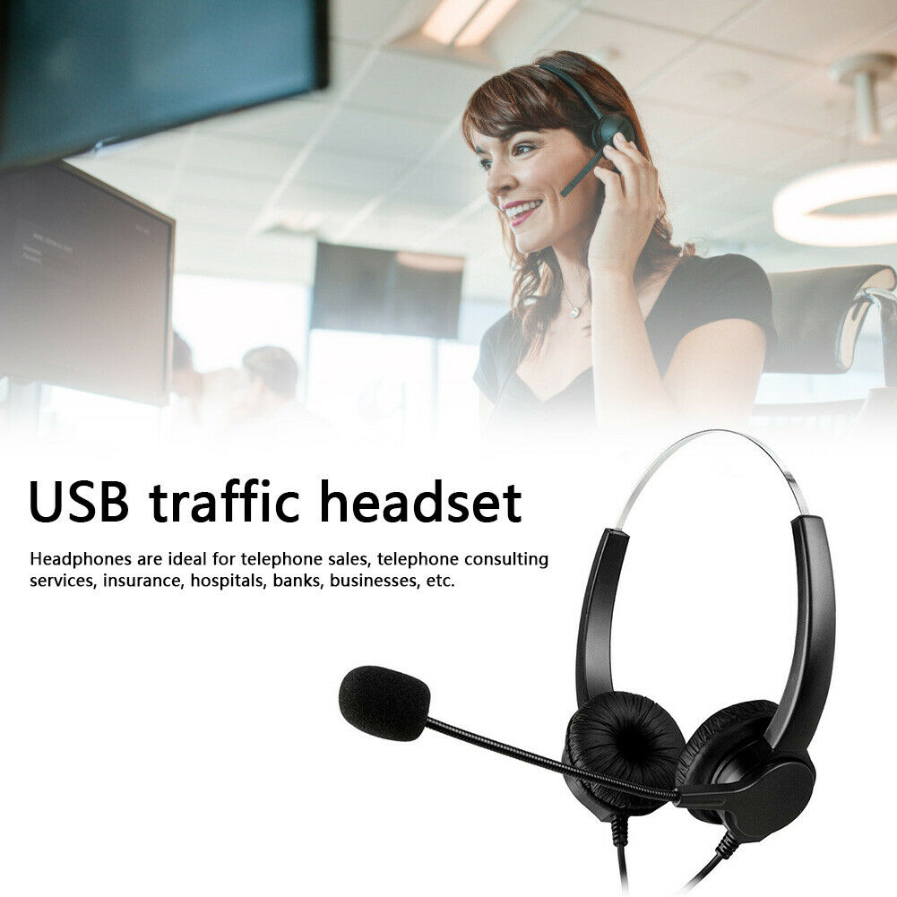 Call Center Headset USB Wired Offical Telephone Headphone with Microphone