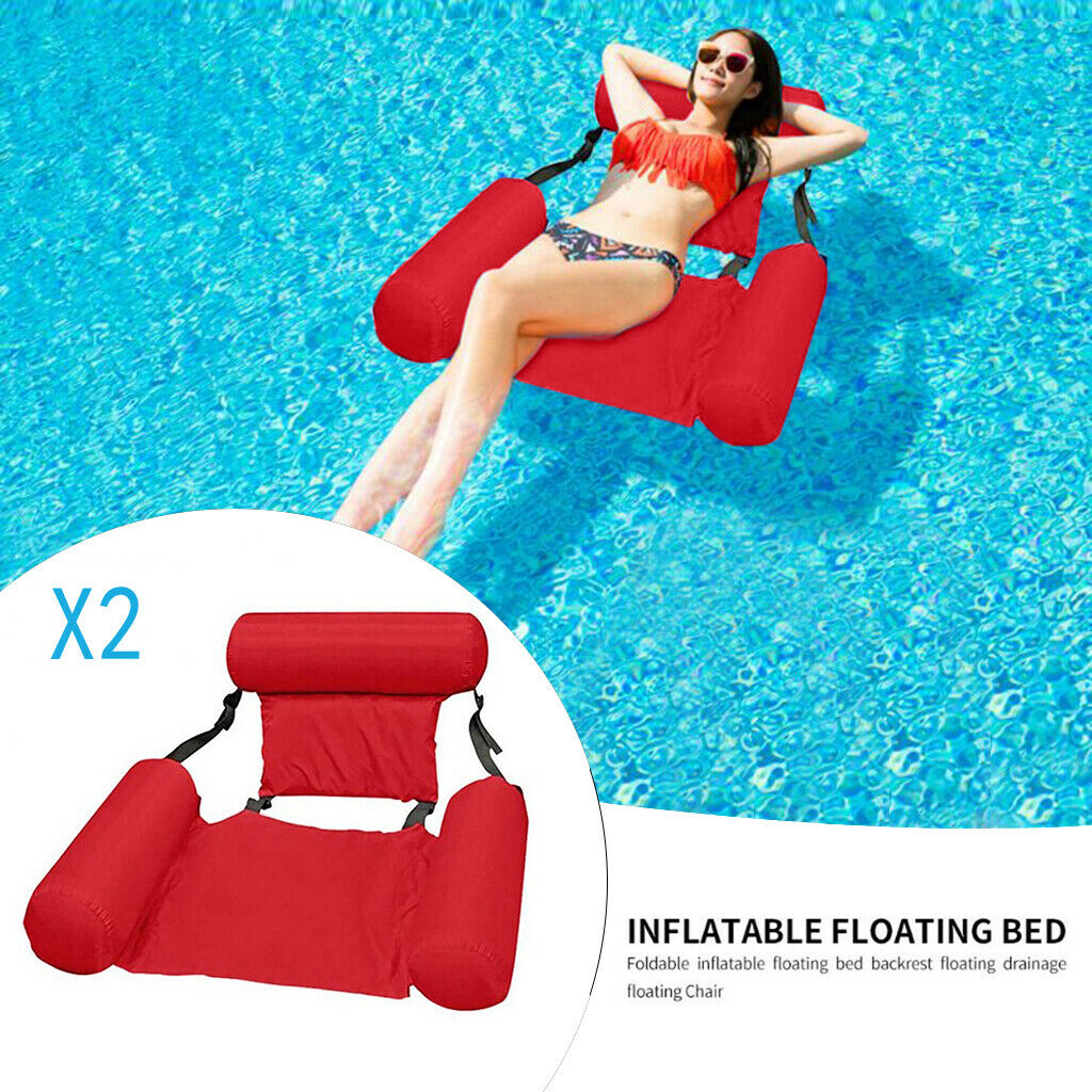 2Pcs Inflatable Floating Bed Row Water Amusement Lounge Summer Bed Lake