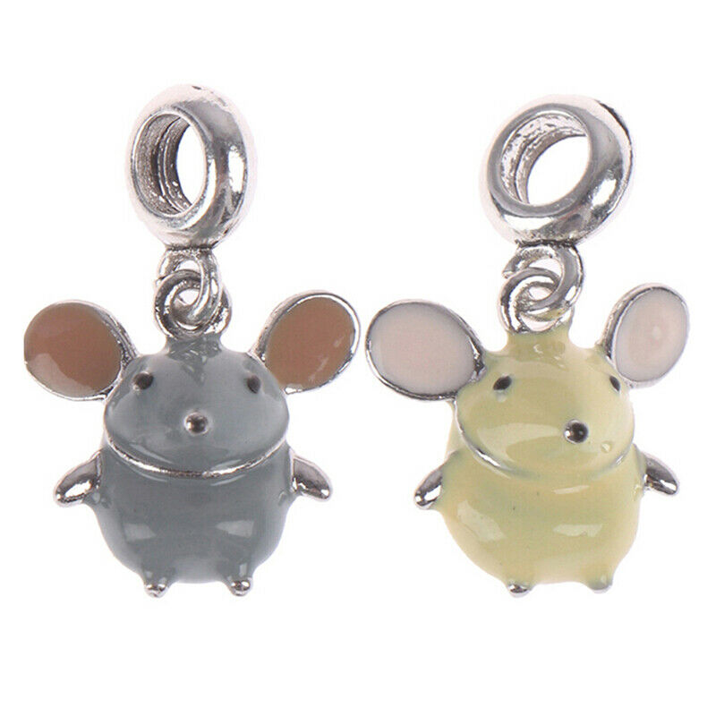 2pcs/set Enamel mouse pendant bangle trinket animal jewelry for women gifDEAU