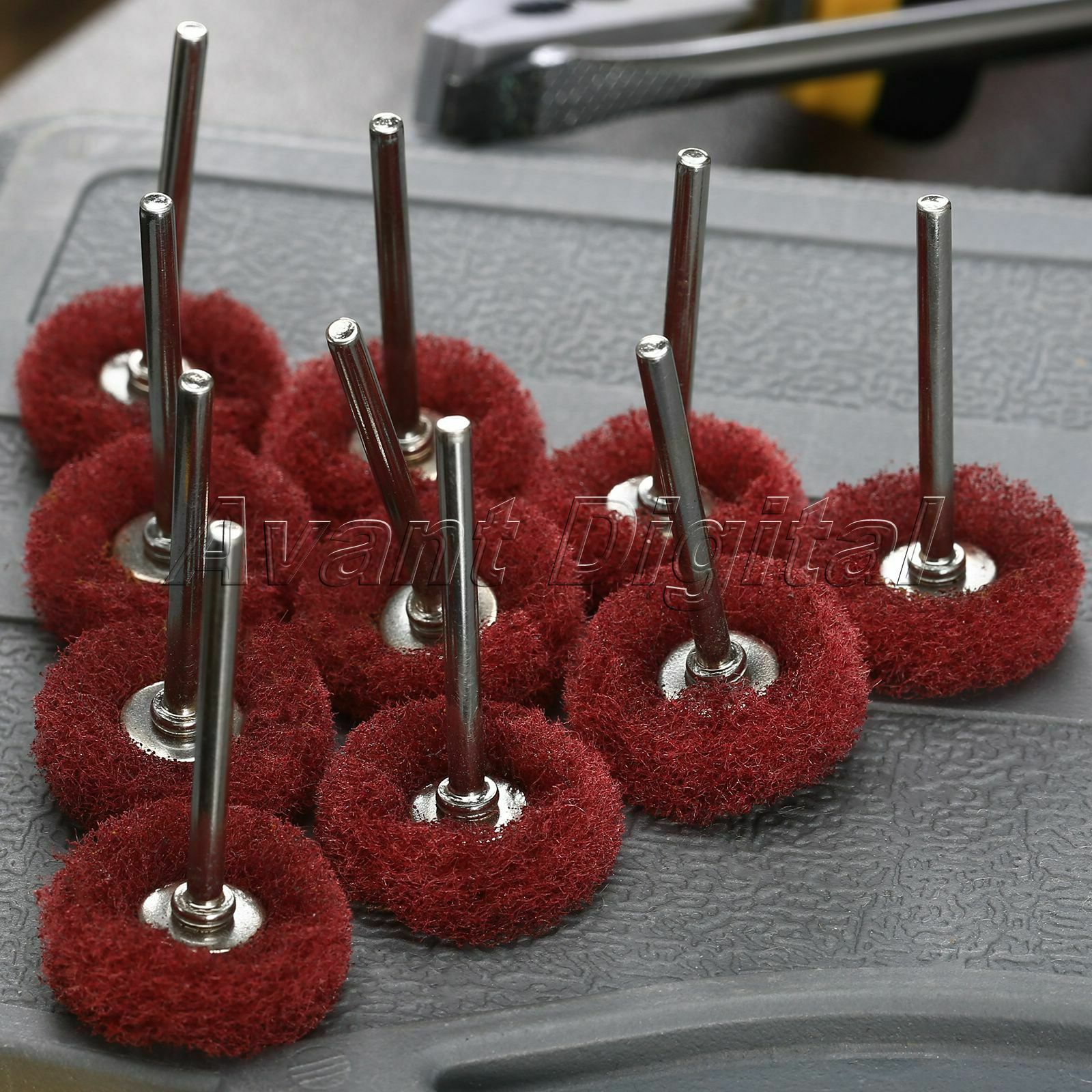 10X Scouring Pad Polishing Buffing Shank Wheels For Grinder Power Rotary Red