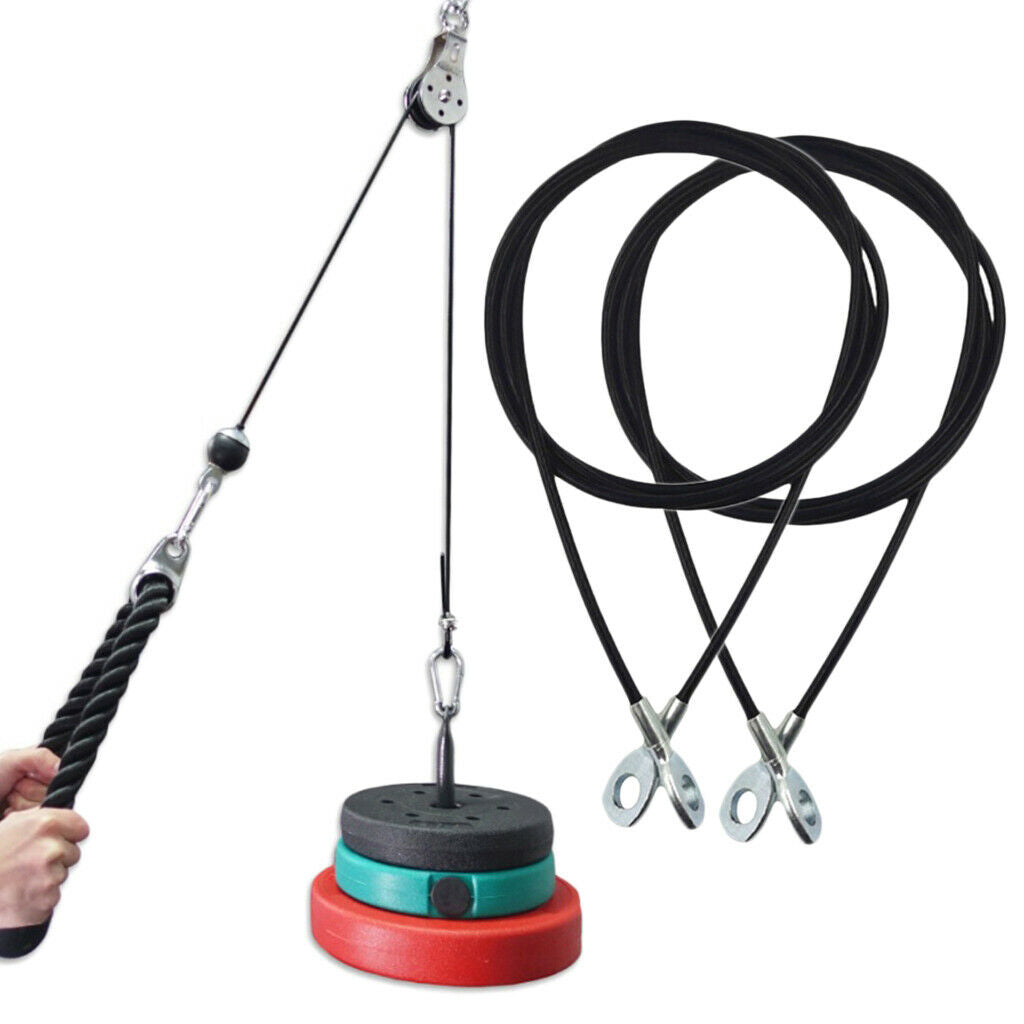 2x 5mm 2m Heavy Duty Fitness DIY Pulley Cable Arm Back Training Home Gym