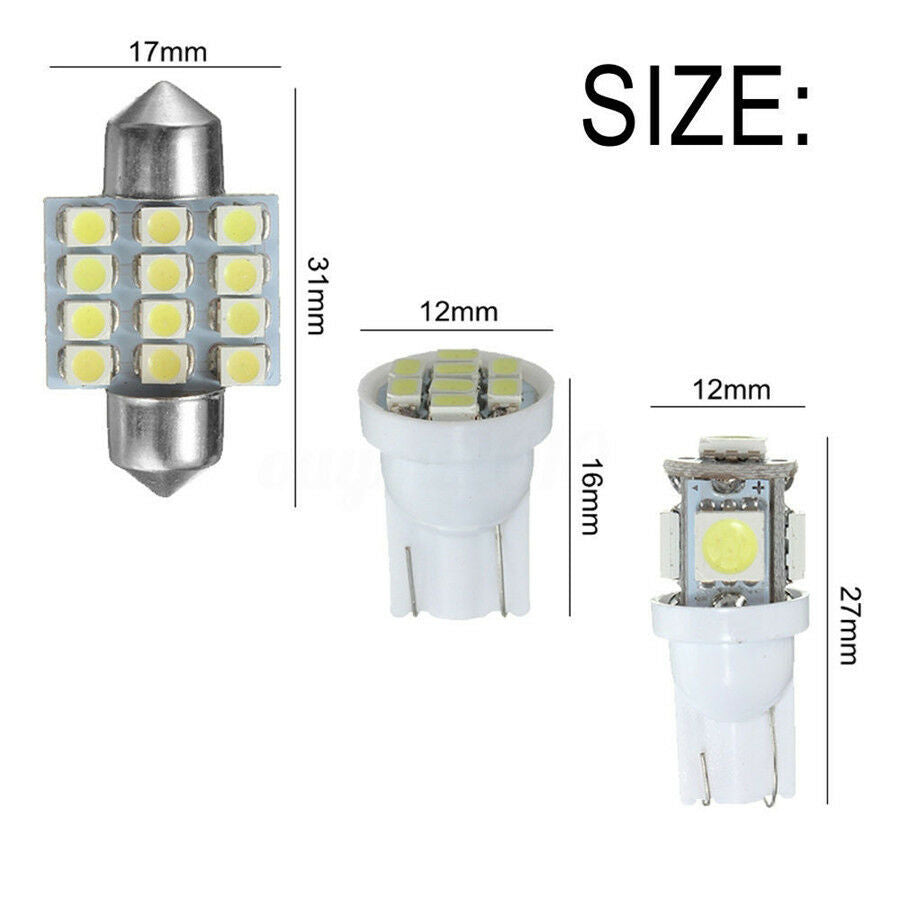10x LED Lights Xenon White Car Interior Map Dome Reading License Plate Lamp Bulb