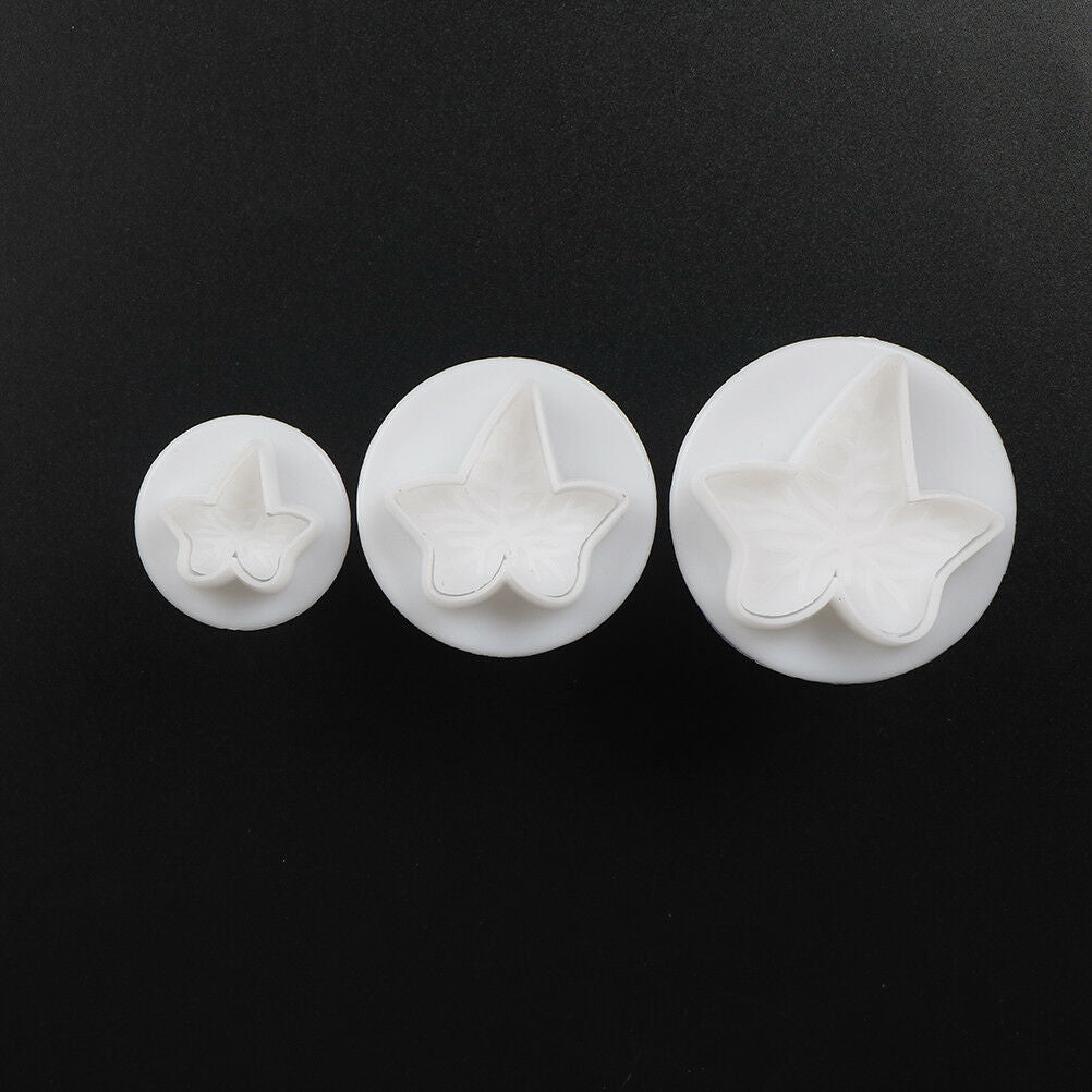 3pcs/set Fondant Tools Ivy Leaf Plunger Cutter Sugarcraft Molds for Cak.l8