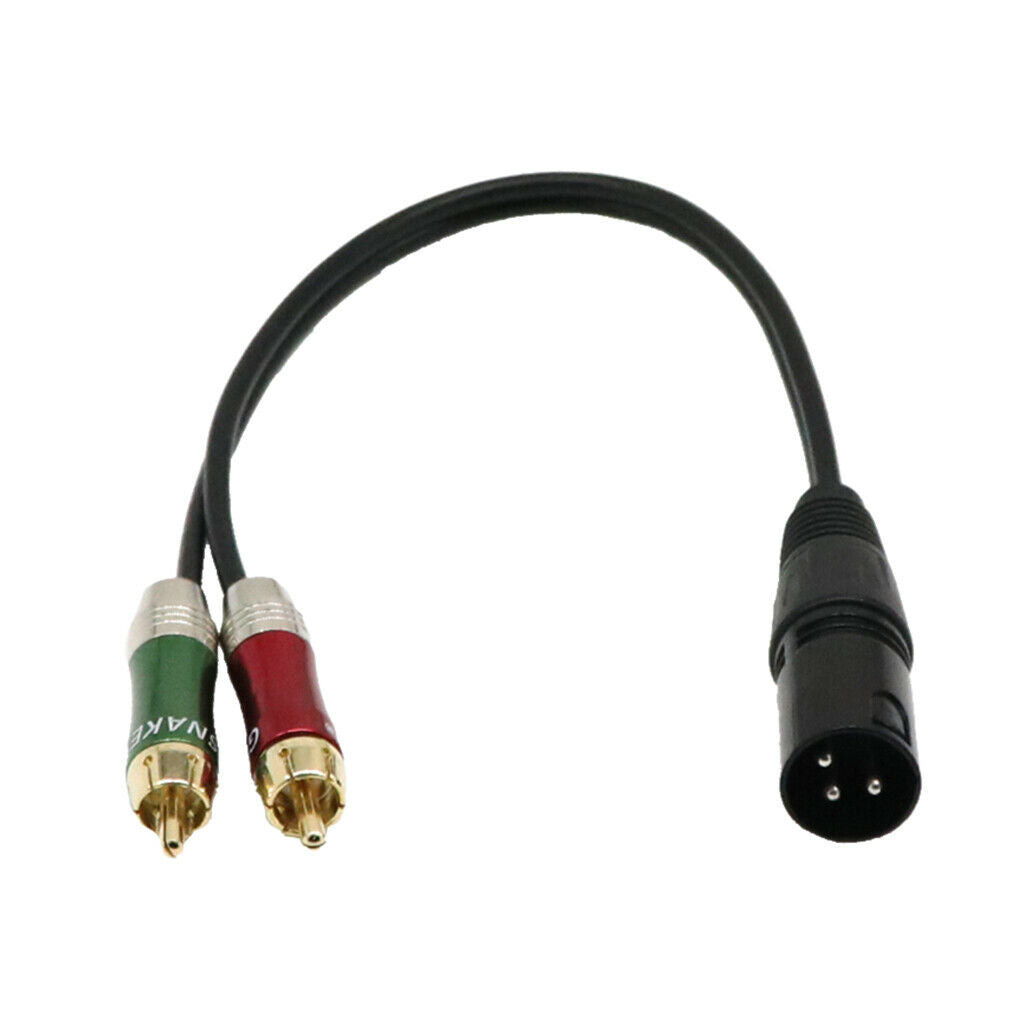 2x 1ft XLR Male to Dual RCA Male Patch Cable - 1 XLR to 2 RCA Audio Cord