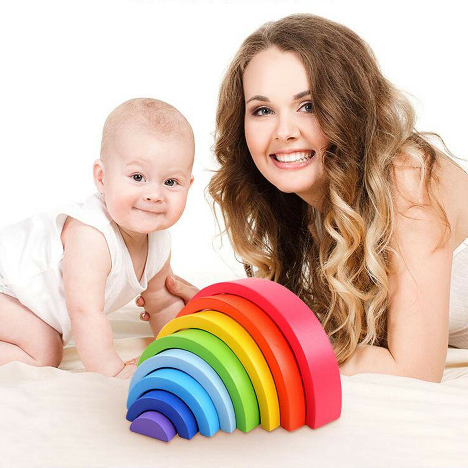 8pcs Rainbow Arched Building Stacking Blocks DIY Puzzle Handcrafted Toys Fun