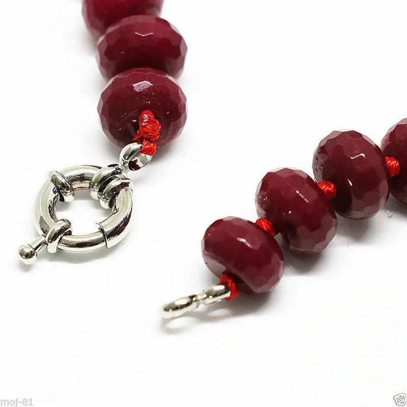 Natural 6x10mm Brazil Red Ruby Faceted Rondelle Gems Beads Necklace 18'' AAA