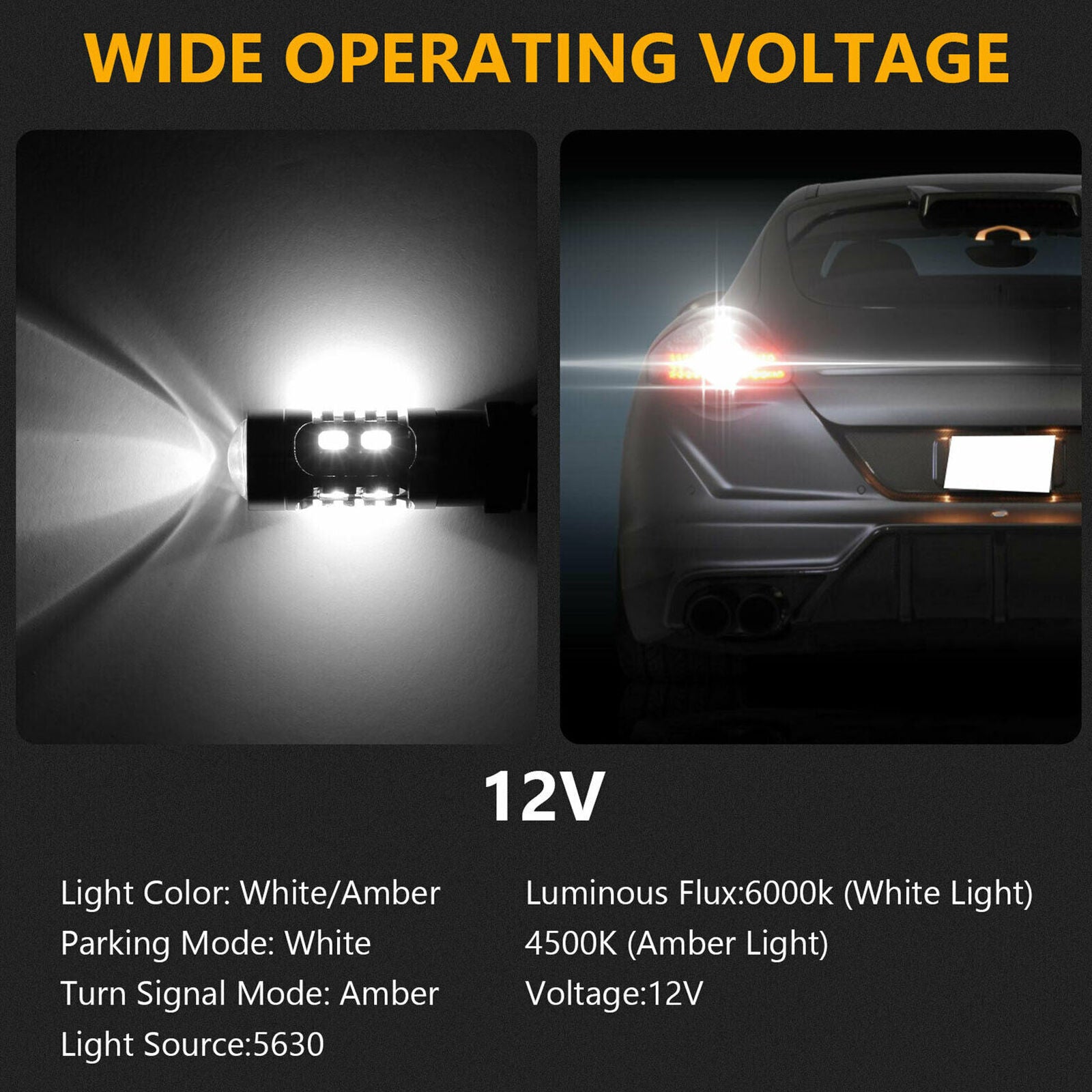 4X 3157 Switchback LED Turn Signal Light 4157na 3457a LED Bulbs 3156 White Amber