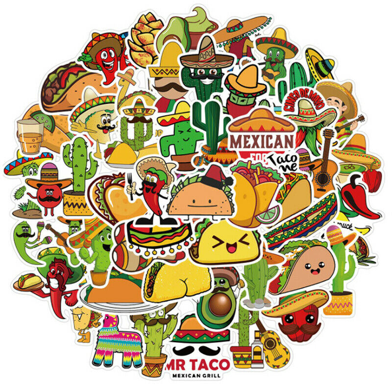 Mexican Style Food Stickers For Car Laptop Guitar Skateboard Diary Sticke.l8
